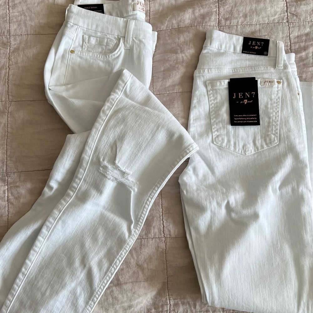 Jen7 7 For all Mankind Ankle Skinny Jeans (White, 2)